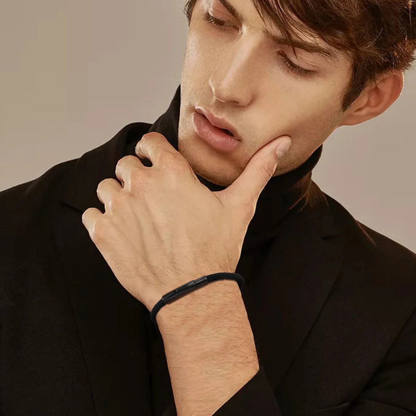 Urban black rope bracelet